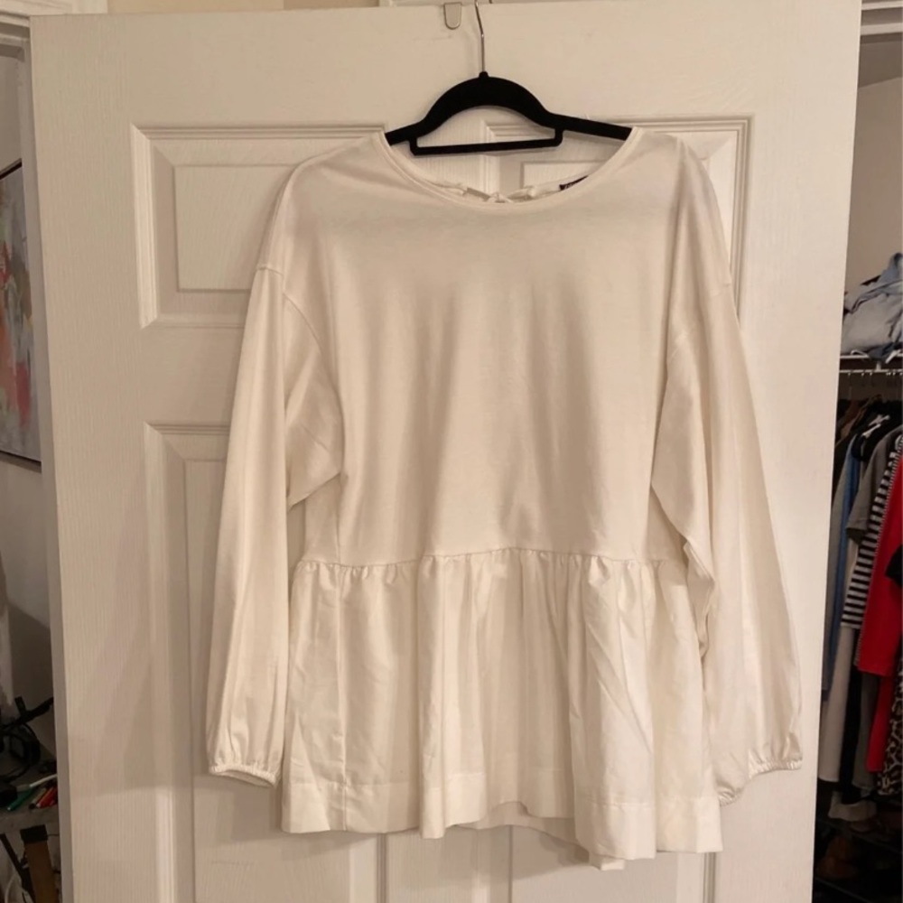 Zara White Tie Back Top, size Large